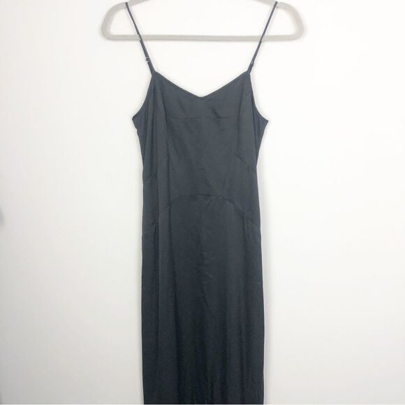 THEORY | 100% Silk Black V-Neck Maxi Slip Dress Adjustable Straps Women’s Size 2 - Picture 1 of 8